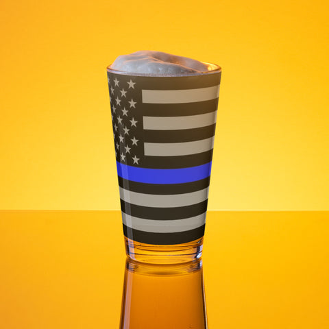 Thin Blue Line Flag Wrapped Shaker Pint Glass - Patriotic Drinkware