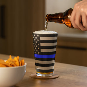 Thin Blue Line Flag Wrapped Shaker Pint Glass - Patriotic Drinkware