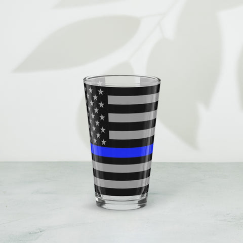 Thin Blue Line Flag Wrapped Shaker Pint Glass - Patriotic Drinkware