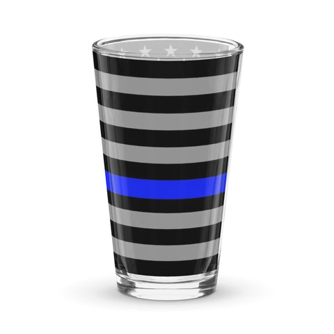 Thin Blue Line Flag Wrapped Shaker Pint Glass - Patriotic Drinkware