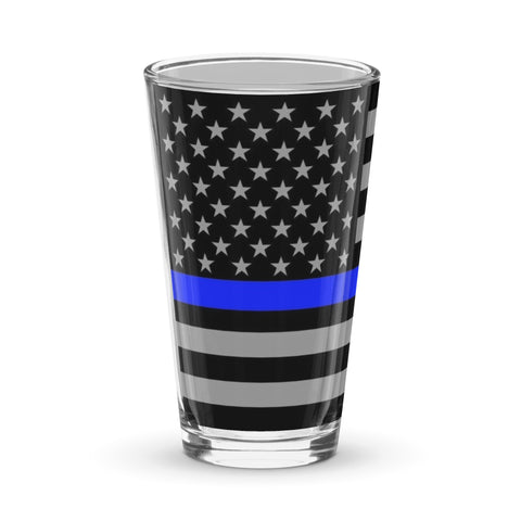 Thin Blue Line Flag Wrapped Shaker Pint Glass - Patriotic Drinkware