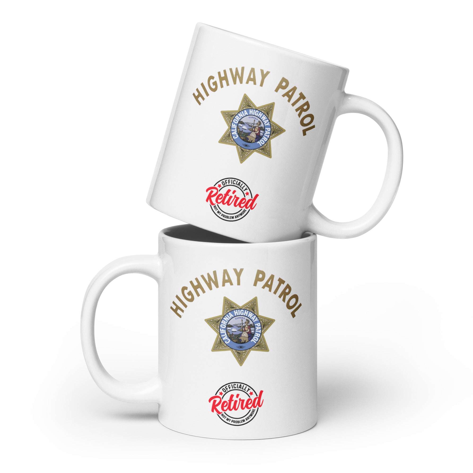 CHP 'Officially Retired' Commemorative White Glossy Coffee Mug