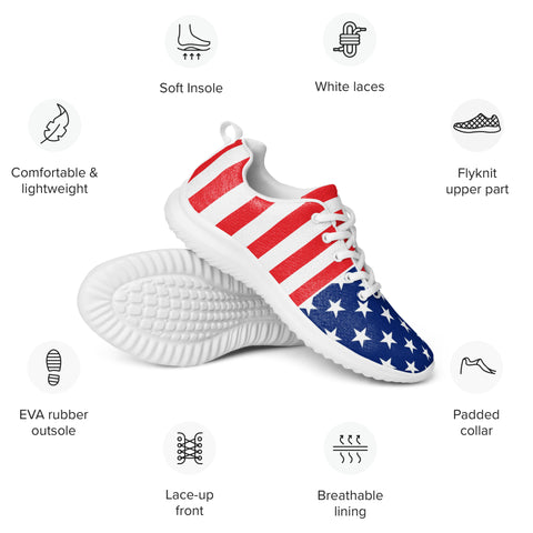 Step in Patriotism with American Flag Style Women's Athletic Shoes | BackTheBlueStore