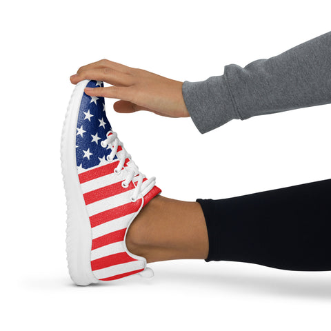 Step in Patriotism with American Flag Style Women's Athletic Shoes | BackTheBlueStore