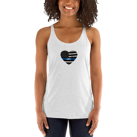 Thin Blue Line Heart with "WIFE" Women's Racerback Tank