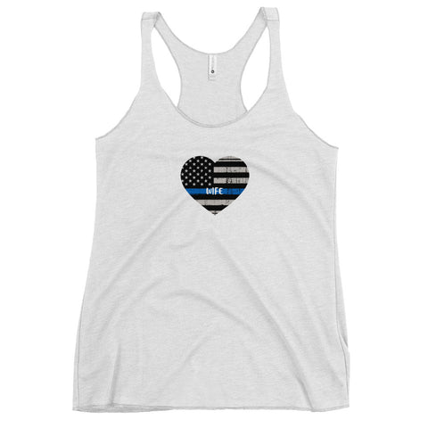 Thin Blue Line Heart with "WIFE" Women's Racerback Tank