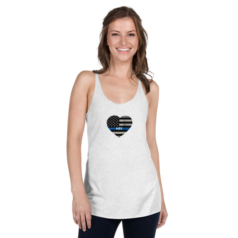 Thin Blue Line Heart with "WIFE" Women's Racerback Tank