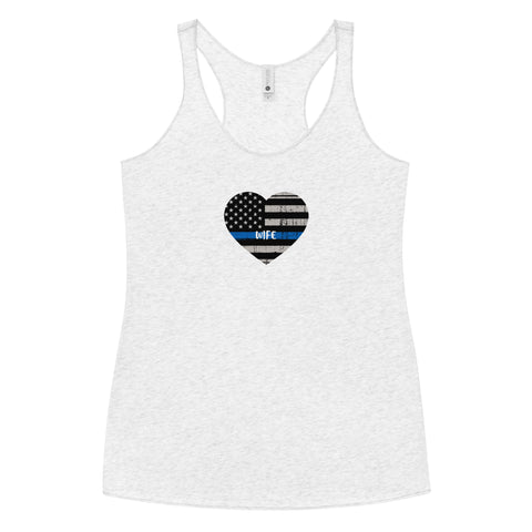 Thin Blue Line Heart with "WIFE" Women's Racerback Tank