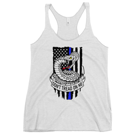 Bold Freedom & Style: Women's Racerback Tank with Thin Blue Line & Gadsden Flag