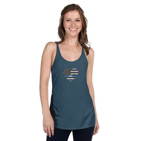 Thin Blue Line Heart with "WIFE" Women's Racerback Tank