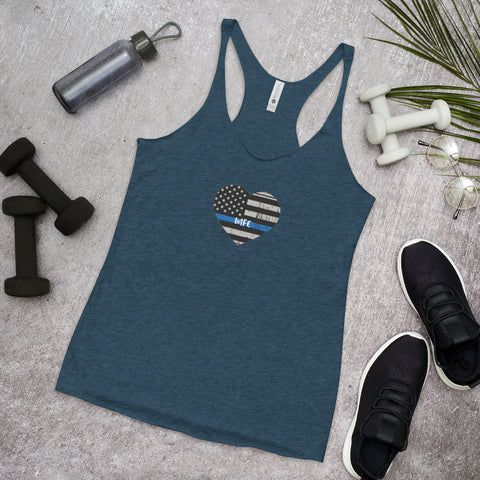 Thin Blue Line Heart with "WIFE" Women's Racerback Tank