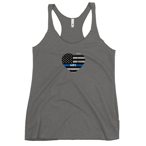 Thin Blue Line Heart with "WIFE" Women's Racerback Tank