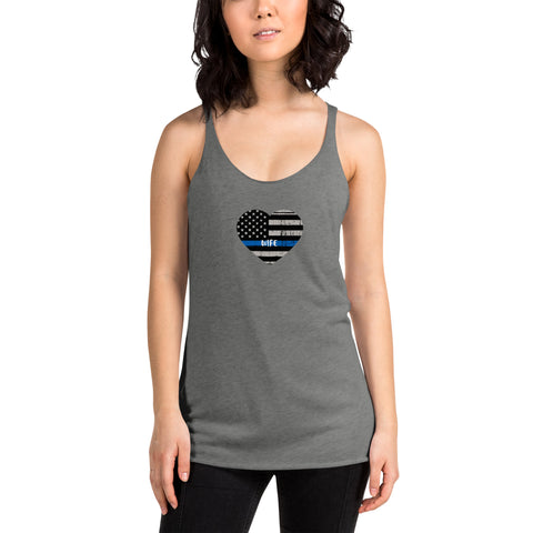 Thin Blue Line Heart with "WIFE" Women's Racerback Tank