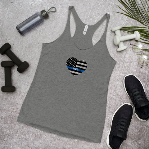 Thin Blue Line Heart with "WIFE" Women's Racerback Tank