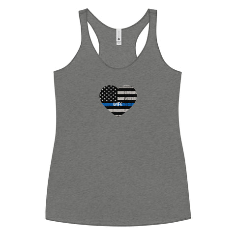 Thin Blue Line Heart with "WIFE" Women's Racerback Tank