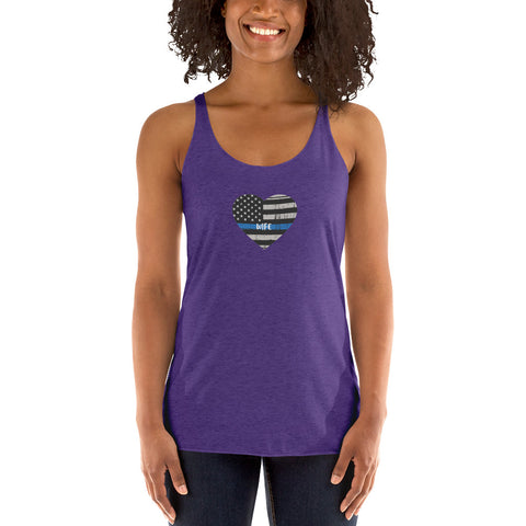 Thin Blue Line Heart with "WIFE" Women's Racerback Tank