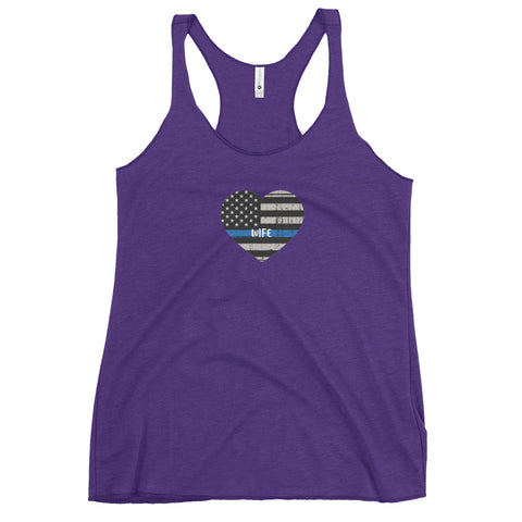 Thin Blue Line Heart with "WIFE" Women's Racerback Tank