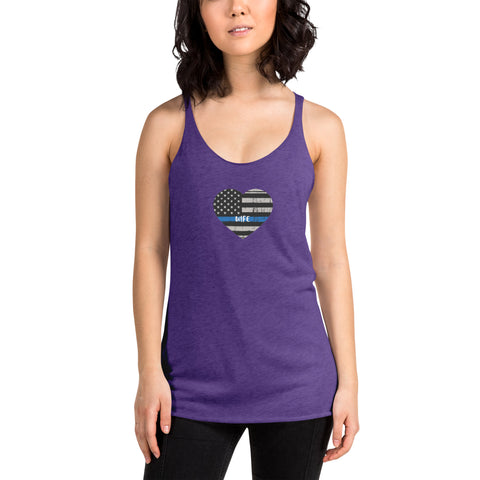 Thin Blue Line Heart with "WIFE" Women's Racerback Tank