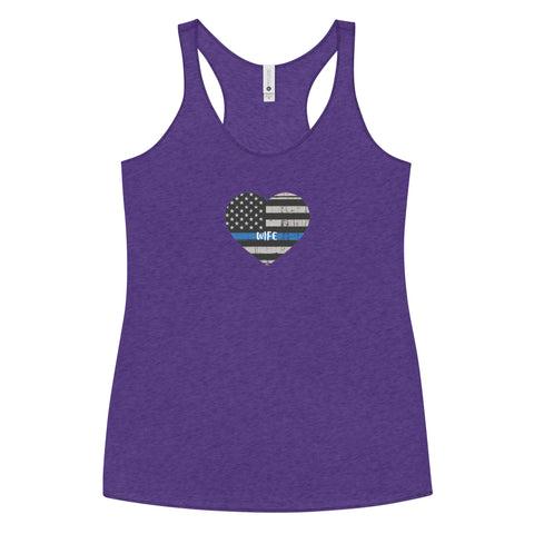 Thin Blue Line Heart with "WIFE" Women's Racerback Tank