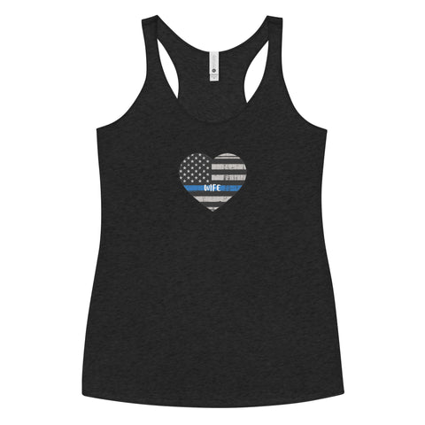 Thin Blue Line Heart with "WIFE" Women's Racerback Tank