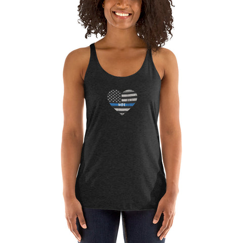 Thin Blue Line Heart with "WIFE" Women's Racerback Tank