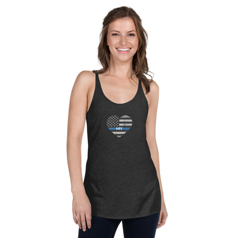 Thin Blue Line Heart with "WIFE" Women's Racerback Tank