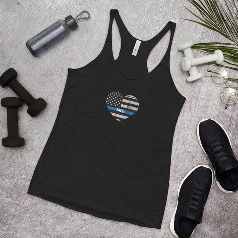 Thin Blue Line Heart with "WIFE" Women's Racerback Tank