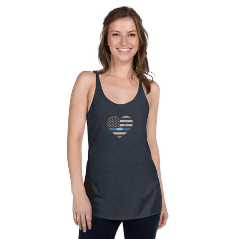 Thin Blue Line Heart with "WIFE" Women's Racerback Tank