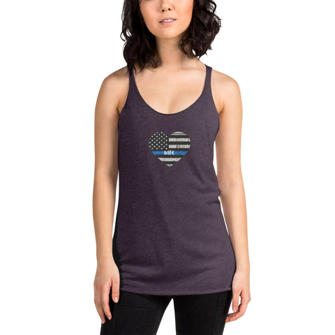 Thin Blue Line Heart with "WIFE" Women's Racerback Tank