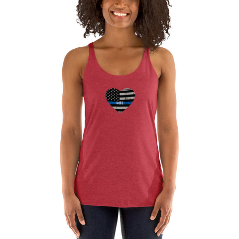 Thin Blue Line Heart with "WIFE" Women's Racerback Tank