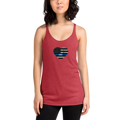 Thin Blue Line Heart with "WIFE" Women's Racerback Tank