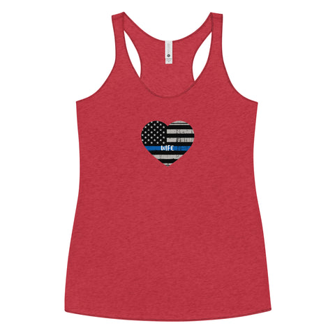 Thin Blue Line Heart with "WIFE" Women's Racerback Tank