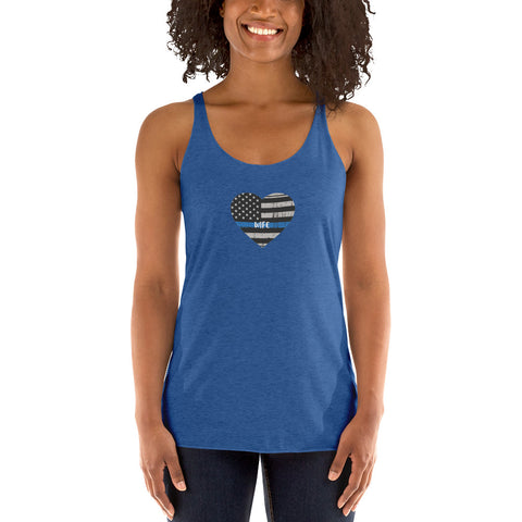 Thin Blue Line Heart with "WIFE" Women's Racerback Tank