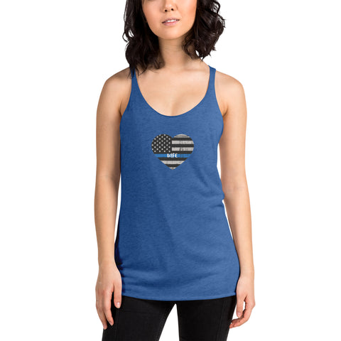 Thin Blue Line Heart with "WIFE" Women's Racerback Tank