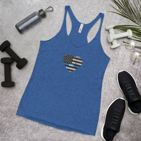 Thin Blue Line Heart with "WIFE" Women's Racerback Tank