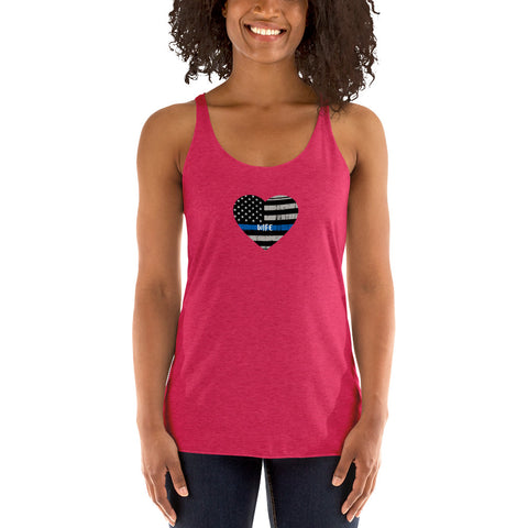 Thin Blue Line Heart with "WIFE" Women's Racerback Tank