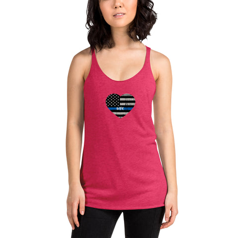 Thin Blue Line Heart with "WIFE" Women's Racerback Tank