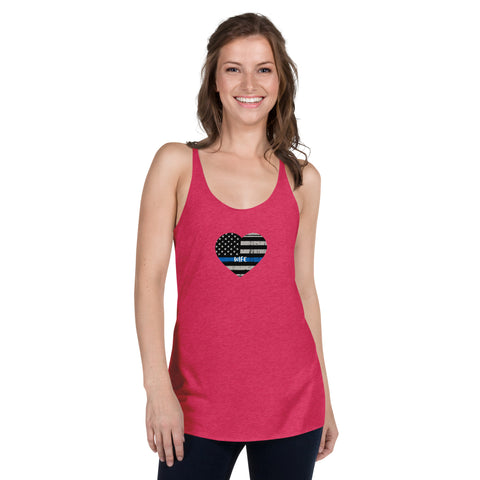 Thin Blue Line Heart with "WIFE" Women's Racerback Tank