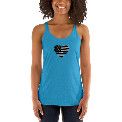 Thin Blue Line Heart with "WIFE" Women's Racerback Tank