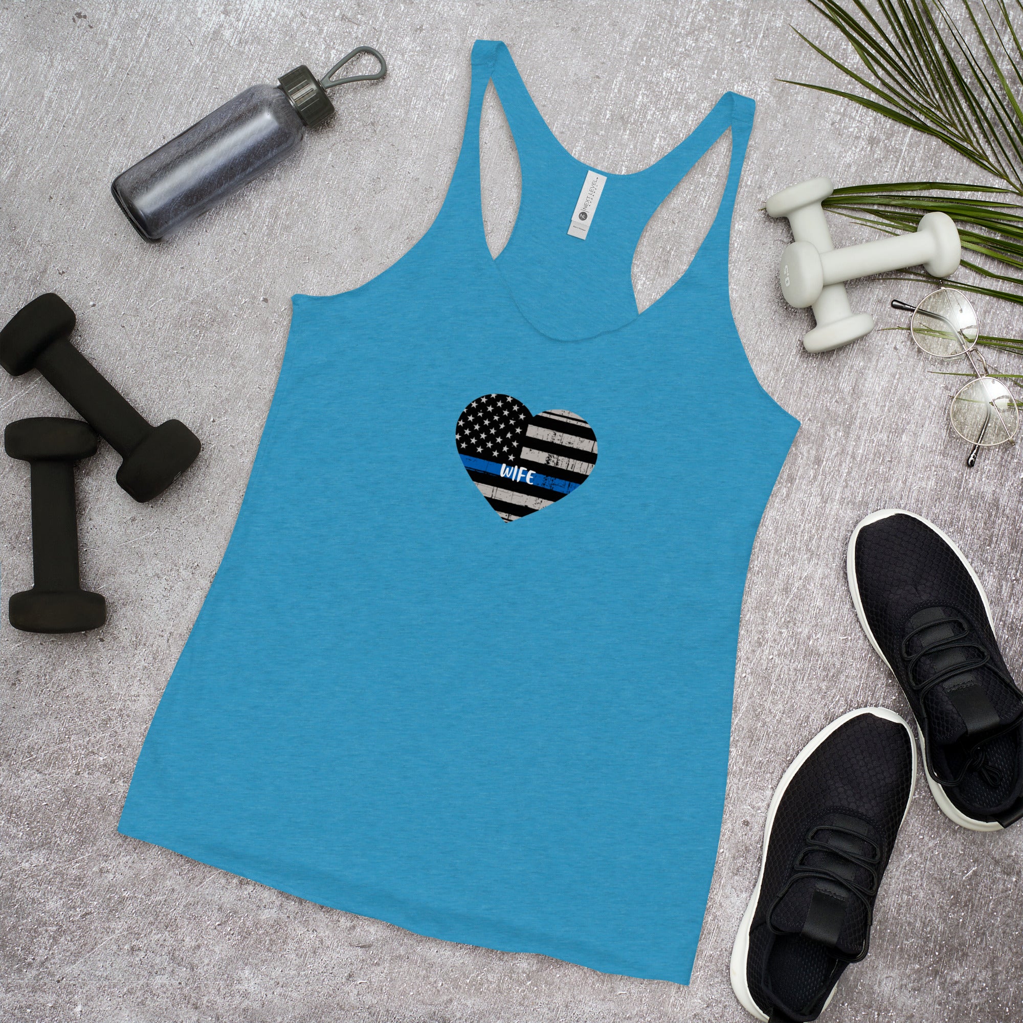 Thin Blue Line Heart with "WIFE" Women's Racerback Tank