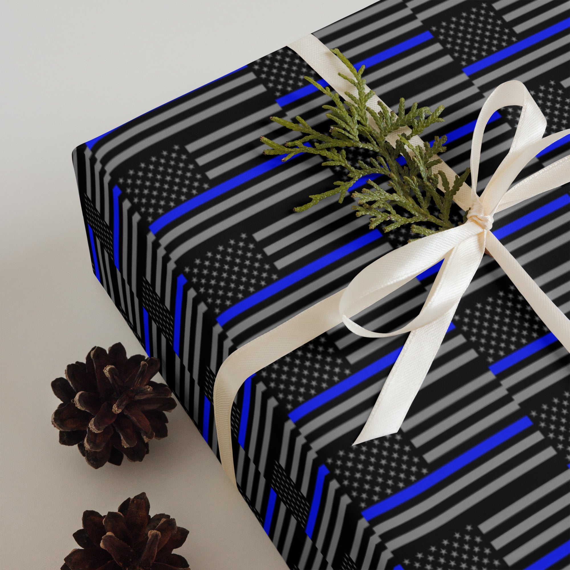 Support Police with Thin Blue Line Flags Gift-Wrapping paper sheets