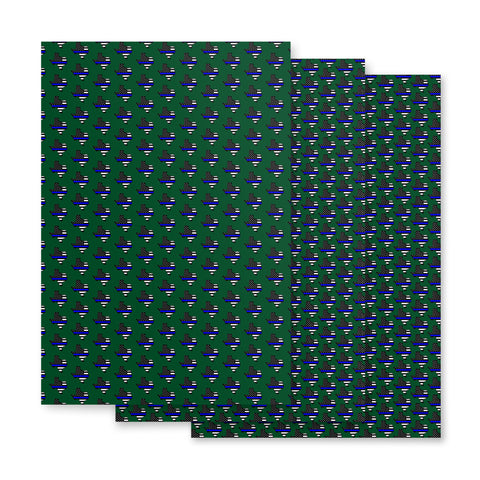 Thin Blue Line Flags in the Shape of Texas Wrapping Paper - Forest Green