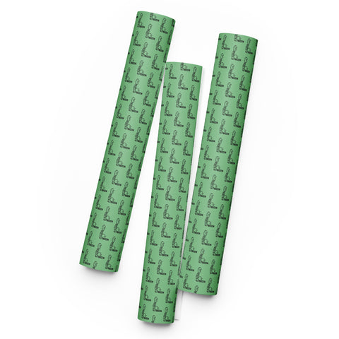 Little Boy Trump Relieving Himself on the word, "BIDEN" Wrapping Paper (green)