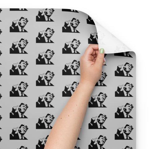Rebelious Trump Giving The One Finger Salute on 3 Gray Wrapping paper sheets