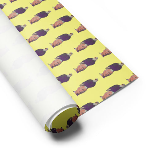 Unique Yellow Gift Wrapping Paper with Biden & a Bald Eagle Giving a Surprise