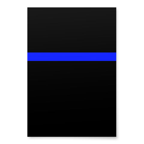 Three Premium Sheets of Black Gift Wrapping Paper with a Bright Thin Blue Line - Honoring Law Enforcement Style 2