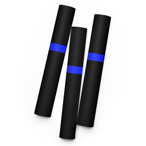 Three Premium Sheets of Black Gift Wrapping Paper with a Bright Thin Blue Line - Honoring Law Enforcement Style 2