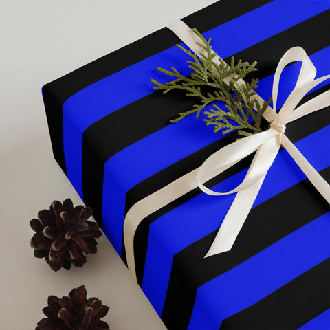 Law Enforcement Appreciation Premium Gift Wrapping Paper Sheets black and blue striped