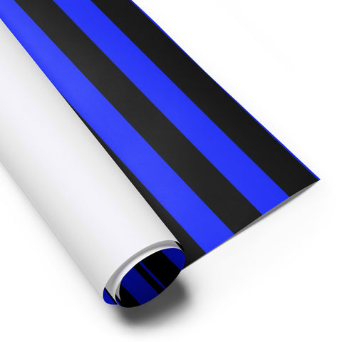 Law Enforcement Appreciation Premium Gift Wrapping Paper Sheets black and blue striped