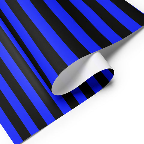 Law Enforcement Appreciation Premium Gift Wrapping Paper Sheets black and blue striped